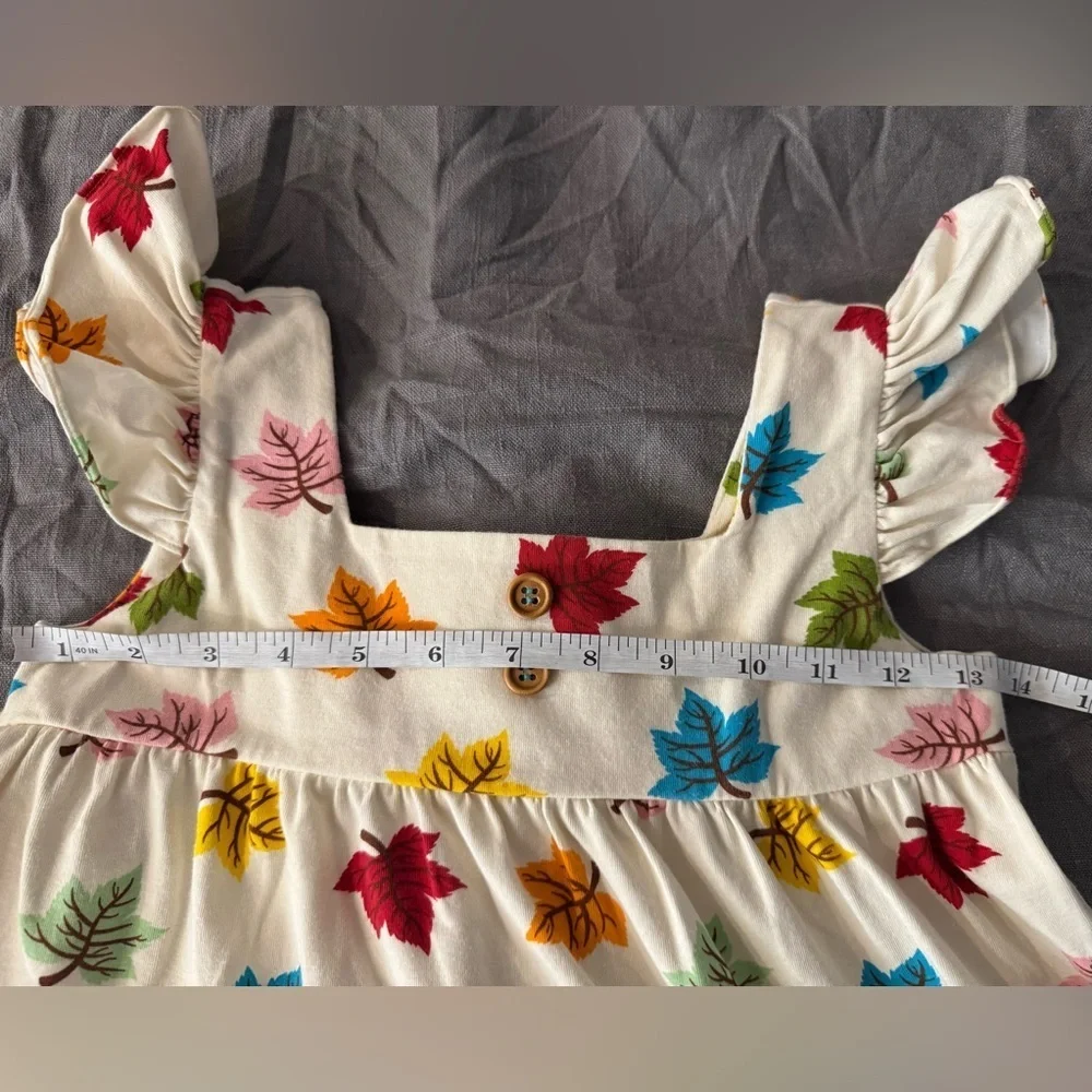 Eleanor Rose Kids Cream Dress/Tunic with Colorful Leaf Print Size 8-10
